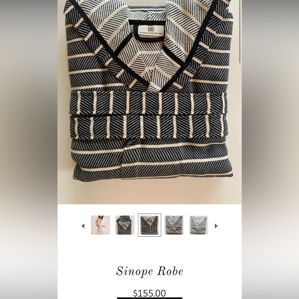 DreamWeaver Textiles Sinope Turkish Cotton Robe Black White